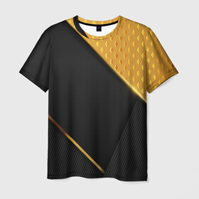 Мужская футболка 3D с принтом 3D BLACK & GOLD в Белгороде, 100% полиэфир | прямой крой, круглый вырез горловины, длина до линии бедер | 3d | 3д | gold | абстракция | золото | паттерн | соты | текстуры