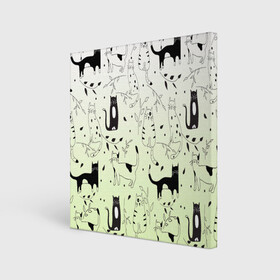 Холст квадратный с принтом узор простые рисунки котов в Белгороде, 100% ПВХ |  | ветеринару | градиент | коты | котята | кошатнику | кошки | любителю кошек | мило | минимализм | мяу | примитив | рисованные котики | рисунок