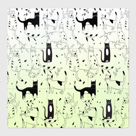 Магнитный плакат 3Х3 с принтом узор простые рисунки котов в Белгороде, Полимерный материал с магнитным слоем | 9 деталей размером 9*9 см | ветеринару | градиент | коты | котята | кошатнику | кошки | любителю кошек | мило | минимализм | мяу | примитив | рисованные котики | рисунок