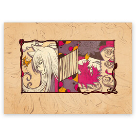 Поздравительная открытка с принтом Томоэ и Акира в Белгороде, 100% бумага | плотность бумаги 280 г/м2, матовая, на обратной стороне линовка и место для марки
 | akura | kamisama kiss | kitsune | mizuki | nanami | tomoe | yokai | акура | аниме | бог | боги | демон лис | демоны | ёкай | змея | йокай | кицуне | лис | мидзуки | мизуки | нанами | неко | очень приятно бог | томое | томоэ