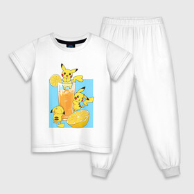 Детская пижама хлопок с принтом Пикачу в лимонаде в Белгороде, 100% хлопок |  брюки и футболка прямого кроя, без карманов, на брюках мягкая резинка на поясе и по низу штанин
 | Тематика изображения на принте: anime | picachu | pikachu | аниме | красная шапочка | милый | пика | пикачу | покебол | покемон