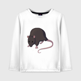 Детский лонгслив хлопок с принтом Чёрная крыса в Белгороде, 100% хлопок | круглый вырез горловины, полуприлегающий силуэт, длина до линии бедер | rat | грызуны | животные | крысы | притомцы