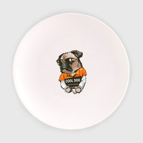 Тарелка с принтом Пес в наручниках в Белгороде, фарфор | диаметр - 210 мм
диаметр для нанесения принта - 120 мм | cool | dog | заключенный | мопс | наручники | очки | пес | собака