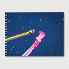 Альбом для рисования с принтом Nyan cat x Pony в Белгороде, 100% бумага
 | матовая бумага, плотность 200 мг. | Тематика изображения на принте: my little pony | nyan cat | дружба это чудо | единорог | единороги | май литл пони | мульт | мультфильм | нян кэт