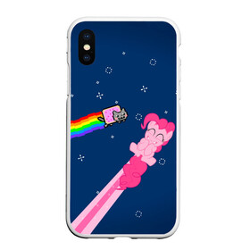 Чехол для iPhone XS Max матовый с принтом Nyan cat x Pony в Белгороде, Силикон | Область печати: задняя сторона чехла, без боковых панелей | Тематика изображения на принте: my little pony | nyan cat | дружба это чудо | единорог | единороги | май литл пони | мульт | мультфильм | нян кэт