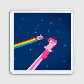 Магнит 55*55 с принтом Nyan cat x Pony в Белгороде, Пластик | Размер: 65*65 мм; Размер печати: 55*55 мм | my little pony | nyan cat | дружба это чудо | единорог | единороги | май литл пони | мульт | мультфильм | нян кэт