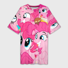 Платье-футболка 3D с принтом Pinkie Pie pattern в Белгороде,  |  | my little pony | дружба это чудо | единорог | единороги | май литл пони | мульт | мультфильм