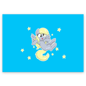 Поздравительная открытка с принтом Пони в звёздном небе в Белгороде, 100% бумага | плотность бумаги 280 г/м2, матовая, на обратной стороне линовка и место для марки
 | my little pony | дружба это чудо | единорог | единороги | май литл пони | мульт | мультфильм