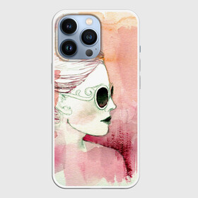 Чехол для iPhone 13 Pro с принтом Девушка в Белгороде,  |  | Тематика изображения на принте: в очках | девушка | рисунок акварелью | розовая акварель