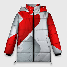 Женская зимняя куртка Oversize с принтом 3D SPORT STYLE RED  WHITE в Белгороде, верх — 100% полиэстер; подкладка — 100% полиэстер; утеплитель — 100% полиэстер | длина ниже бедра, силуэт Оверсайз. Есть воротник-стойка, отстегивающийся капюшон и ветрозащитная планка. 

Боковые карманы с листочкой на кнопках и внутренний карман на молнии | 3d | 3д | sport | абстракция | линии | паттерн | соты | спортивный стиль | текстуры