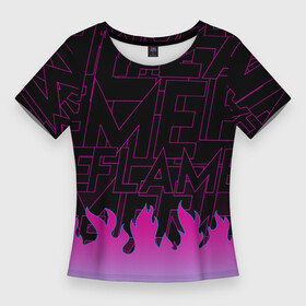 Женская футболка 3D Slim с принтом РОЗОВОЕ ПЛАМЯ  PINK FLAME в Белгороде,  |  | cyber | fire | flamer | purple | горячий | лето | неон | нитро | огонь | стиль | тренд | языки пламени | яркий