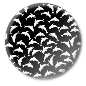Значок с принтом Дельфиновый фон Dolphin в Белгороде,  металл | круглая форма, металлическая застежка в виде булавки | dolphin | дельфин | дельфиновый фон | дельфины | косатка | морской житель | пляжная