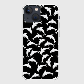 Чехол для iPhone 13 mini с принтом Дельфиновый фон | Dolphin в Белгороде,  |  | dolphin | дельфин | дельфиновый фон | дельфины | косатка | морской житель | пляжная