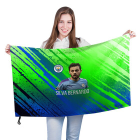 Флаг 3D с принтом Бернарду Силва Манчестер Сити в Белгороде, 100% полиэстер | плотность ткани — 95 г/м2, размер — 67 х 109 см. Принт наносится с одной стороны | manchester city | бернарду силва | манчестер сити | сборная португалии | футбол | футболист
