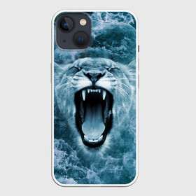 Чехол для iPhone 13 с принтом Львица в бушующих волнах в Белгороде,  |  | волны | крупная кошка | лев | львица | море | океан