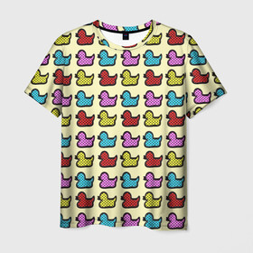 Мужская футболка 3D с принтом Утиный фон Утки Ducks в Белгороде, 100% полиэфир | прямой крой, круглый вырез горловины, длина до линии бедер | Тематика изображения на принте: duck | ducks | утиный фон | утка | утки