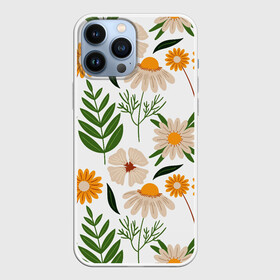 Чехол для iPhone 13 Pro Max с принтом Цветы и листья в Белгороде,  |  | Тематика изображения на принте: листья | полевые цветы | ромашки | текстуры | узор | цветы | цветы и листья