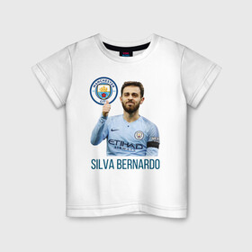 Детская футболка хлопок с принтом Silva Bernardo Манчестер Сити в Белгороде, 100% хлопок | круглый вырез горловины, полуприлегающий силуэт, длина до линии бедер | manchester city | бернарду силва | манчестер сити | сборная португалии | футбол | футболист