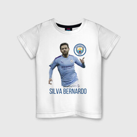 Детская футболка хлопок с принтом Silva Bernardo Манчестер Сити в Белгороде, 100% хлопок | круглый вырез горловины, полуприлегающий силуэт, длина до линии бедер | manchester city | бернарду силва | манчестер сити | сборная португалии | футбол | футболист