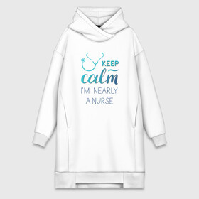 Платье-худи хлопок с принтом Keep calm в Белгороде,  |  | keep calm | nurse | бирюзовый | медсестра | фонендоскоп