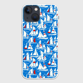 Чехол для iPhone 13 mini с принтом Яхты в Белгороде,  |  | море | паруса | парусники | паттерны | синее | яхты