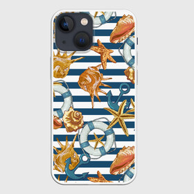 Чехол для iPhone 13 mini с принтом Тельняшка в Белгороде,  |  | звезды | море | морские | паттерны | ракушки | рапаны | тельняшка | якоря