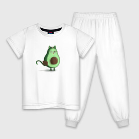 Детская пижама хлопок с принтом Авокадо кот идет на работу в Белгороде, 100% хлопок |  брюки и футболка прямого кроя, без карманов, на брюках мягкая резинка на поясе и по низу штанин
 | Тематика изображения на принте: avocado | cat | авокадо | кот | рисунок