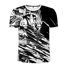 Мужская футболка 3D спортивная с принтом Морские чудовища в Белгороде, 100% полиэстер с улучшенными характеристиками | приталенный силуэт, круглая горловина, широкие плечи, сужается к линии бедра | дракон | кости | монстр | рыба | скелет | страшный | череп | чудовище