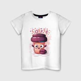 Детская футболка хлопок с принтом Кофе Coffee в Белгороде, 100% хлопок | круглый вырез горловины, полуприлегающий силуэт, длина до линии бедер | a cup of coffee for your day | coffee | кофе | кружка кофе | чашка кофе