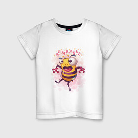Детская футболка хлопок с принтом Смешной шмель в Белгороде, 100% хлопок | круглый вырез горловины, полуприлегающий силуэт, длина до линии бедер | bumblebee | cute | бамблби | кавай | милый | насекомое | шмеленок | шмель