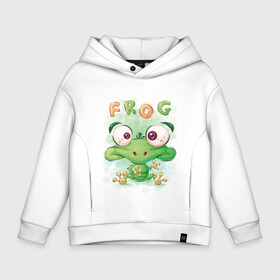 Детское худи Oversize хлопок с принтом Funny frog в Белгороде, френч-терри — 70% хлопок, 30% полиэстер. Мягкий теплый начес внутри —100% хлопок | боковые карманы, эластичные манжеты и нижняя кромка, капюшон на магнитной кнопке | cute | frog | funny | лягух | лягушенок | лягушка | милый