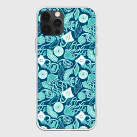 Чехол для iPhone 12 Pro Max с принтом Скаты и медузы в Белгороде, Силикон |  | водоросли | медузы | море | паттерны | ракушки | рыбы | электрический скат