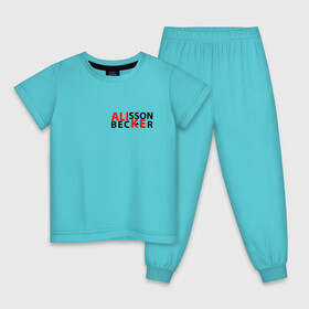Детская пижама хлопок с принтом Алиссон Вратарь в Белгороде, 100% хлопок |  брюки и футболка прямого кроя, без карманов, на брюках мягкая резинка на поясе и по низу штанин
 | алиссон | беккер | вратарь | футбол | футболист