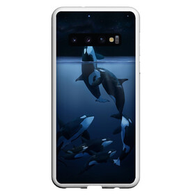 Чехол для Samsung Galaxy S10 с принтом касатки в Белгороде, Силикон | Область печати: задняя сторона чехла, без боковых панелей | ocean | orca | sea | sea animal | дельфин | касатка | кит | море | океан | рисунок кита