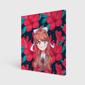 Холст квадратный с принтом Моника в цветах в Белгороде, 100% ПВХ |  | anime | flower | game | games | monika | natsuki | sayori | yuri | аниме | визуальный роман | доки доки | игра | игры | литературный клуб | моника | нацуки | саёри | цветы | юри