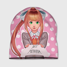 Шапка 3D с принтом Monika Pop Art в Белгороде, 100% полиэстер | универсальный размер, печать по всей поверхности изделия | anime | game | games | monika | natsuki | sayori | yuri | аниме | визуальный роман | доки доки | игра | игры | литературный клуб | моника | нацуки | саёри | юри