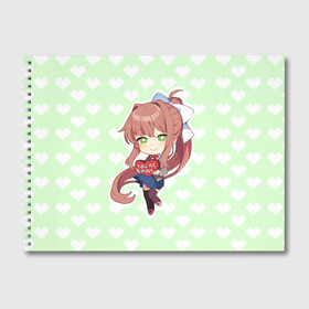 Альбом для рисования с принтом Chibi Monika в Белгороде, 100% бумага
 | матовая бумага, плотность 200 мг. | ddlc | doki doki literature club | monika | моника