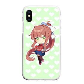 Чехол для iPhone XS Max матовый с принтом Chibi Monika в Белгороде, Силикон | Область печати: задняя сторона чехла, без боковых панелей | Тематика изображения на принте: ddlc | doki doki literature club | monika | моника