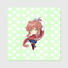 Магнит виниловый Квадрат с принтом Chibi Monika в Белгороде, полимерный материал с магнитным слоем | размер 9*9 см, закругленные углы | ddlc | doki doki literature club | monika | моника