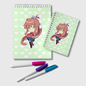 Блокнот с принтом Chibi Monika в Белгороде, 100% бумага | 48 листов, плотность листов — 60 г/м2, плотность картонной обложки — 250 г/м2. Листы скреплены удобной пружинной спиралью. Цвет линий — светло-серый
 | ddlc | doki doki literature club | monika | моника