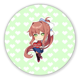 Коврик для мышки круглый с принтом Chibi Monika в Белгороде, резина и полиэстер | круглая форма, изображение наносится на всю лицевую часть | ddlc | doki doki literature club | monika | моника