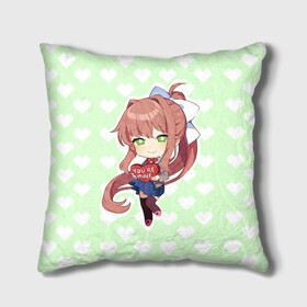 Подушка 3D с принтом Chibi Monika в Белгороде, наволочка – 100% полиэстер, наполнитель – холлофайбер (легкий наполнитель, не вызывает аллергию). | состоит из подушки и наволочки. Наволочка на молнии, легко снимается для стирки | ddlc | doki doki literature club | monika | моника