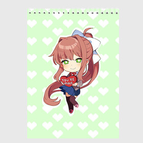 Скетчбук с принтом Chibi Monika в Белгороде, 100% бумага
 | 48 листов, плотность листов — 100 г/м2, плотность картонной обложки — 250 г/м2. Листы скреплены сверху удобной пружинной спиралью | ddlc | doki doki literature club | monika | моника