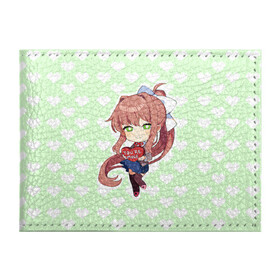 Обложка для студенческого билета с принтом Chibi Monika в Белгороде, натуральная кожа | Размер: 11*8 см; Печать на всей внешней стороне | Тематика изображения на принте: ddlc | doki doki literature club | monika | моника