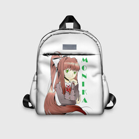 Детский рюкзак 3D с принтом Doki Doki MONIKA в Белгороде, 100% полиэстер | лямки с регулируемой длиной, сверху петелька, чтобы рюкзак можно было повесить на вешалку. Основное отделение закрывается на молнию, как и внешний карман. Внутри дополнительный карман. По бокам два дополнительных кармашка | anime | doki doki literature club | monika | natsuki | sayori | yuri | аниме | доки доки | доки доки литературный клуб | моника | нацуки | саёри | юри