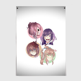 Постер с принтом Doki Doki Literature Club в Белгороде, 100% бумага
 | бумага, плотность 150 мг. Матовая, но за счет высокого коэффициента гладкости имеет небольшой блеск и дает на свету блики, но в отличии от глянцевой бумаги не покрыта лаком | anime | doki doki literature club | monika | natsuki | sayori | yuri | аниме | доки доки | доки доки литературный клуб | моника | нацуки | саёри | юри