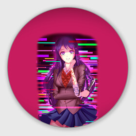 Коврик для мышки круглый с принтом Literature Club Юри (Yuri) в Белгороде, резина и полиэстер | круглая форма, изображение наносится на всю лицевую часть | anime | doki doki literature club | monika | natsuki | sayori | yuri | аниме | доки доки | доки доки литературный клуб | моника | нацуки | саёри | юри