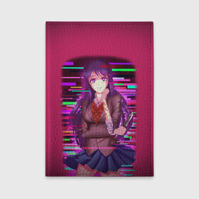 Обложка для автодокументов с принтом Literature Club Юри (Yuri) в Белгороде, натуральная кожа |  размер 19,9*13 см; внутри 4 больших “конверта” для документов и один маленький отдел — туда идеально встанут права | Тематика изображения на принте: anime | doki doki literature club | monika | natsuki | sayori | yuri | аниме | доки доки | доки доки литературный клуб | моника | нацуки | саёри | юри