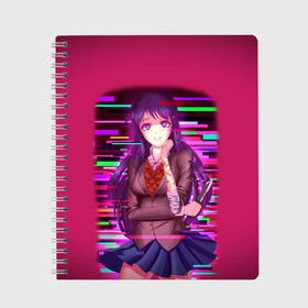 Тетрадь с принтом Literature Club Юри (Yuri) в Белгороде, 100% бумага | 48 листов, плотность листов — 60 г/м2, плотность картонной обложки — 250 г/м2. Листы скреплены сбоку удобной пружинной спиралью. Уголки страниц и обложки скругленные. Цвет линий — светло-серый
 | Тематика изображения на принте: anime | doki doki literature club | monika | natsuki | sayori | yuri | аниме | доки доки | доки доки литературный клуб | моника | нацуки | саёри | юри