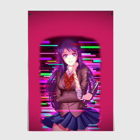 Постер с принтом Literature Club Юри (Yuri) в Белгороде, 100% бумага
 | бумага, плотность 150 мг. Матовая, но за счет высокого коэффициента гладкости имеет небольшой блеск и дает на свету блики, но в отличии от глянцевой бумаги не покрыта лаком | anime | doki doki literature club | monika | natsuki | sayori | yuri | аниме | доки доки | доки доки литературный клуб | моника | нацуки | саёри | юри